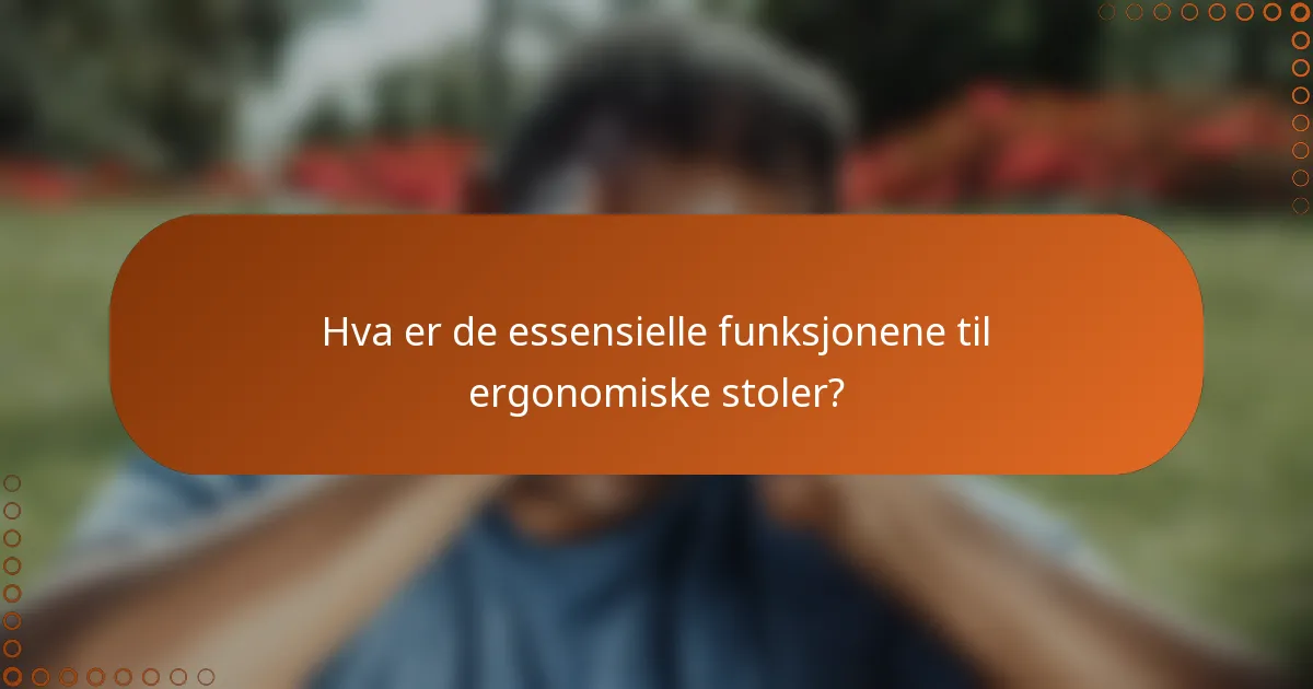 Hva er de essensielle funksjonene til ergonomiske stoler?